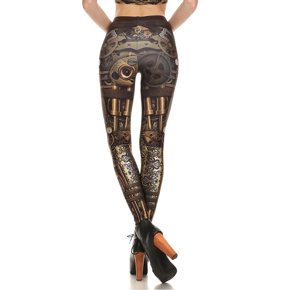 Steampunk Printed Women Leggings Stretchy High Waist Push Up Legging Workout Fitness Pants Clothes Steam Punk Girl Gift Gothic