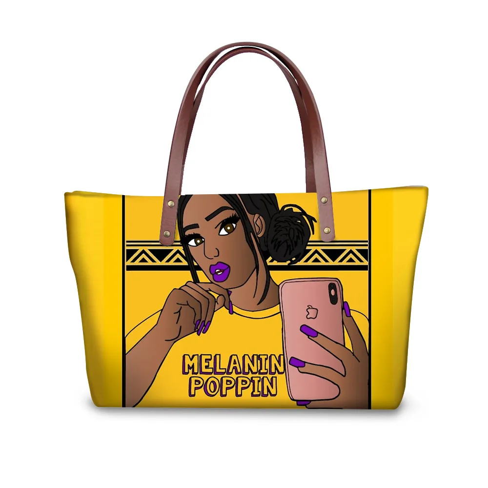 Бесшумный дизайн 2 шт. Набор сумок женские черные художественные африканские американские девушки печать пляжные сумки Дамская ручная сумка и кошелек женские сумки - Цвет: YQ4050AL