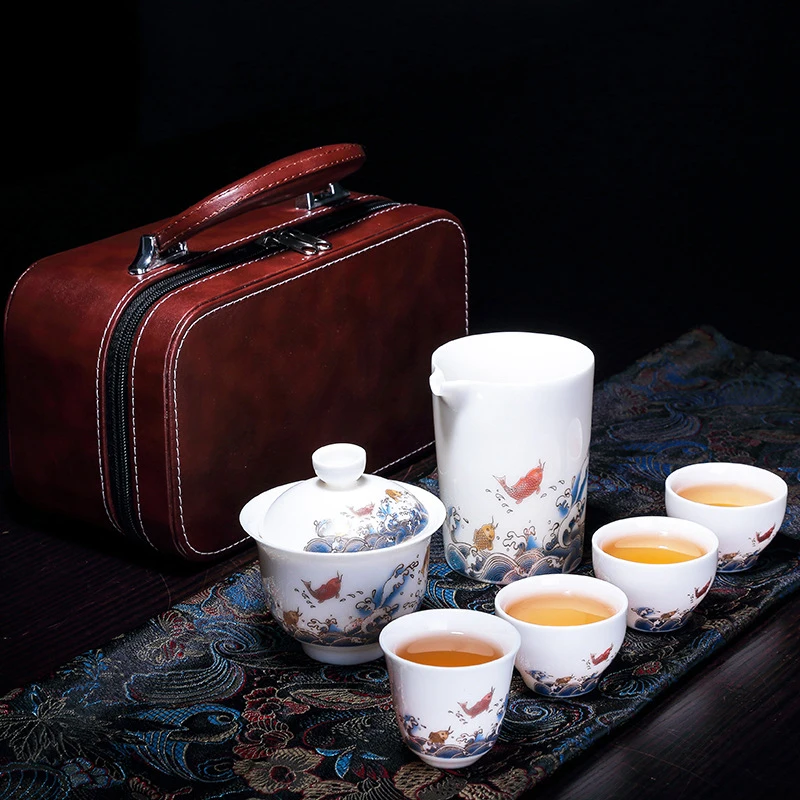 Китайский чайный набор керамический Suet jade горшок чайная чашка Gaiwan фарфоровый