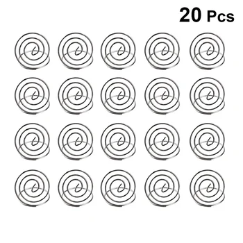 

20pcs Ring Shaped Place Memo Card Holder Lovely Wire Table Number Holders Stand for Restaurant Wedding Banquet (Silver)