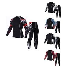 Комплект термобелья, мужская рубашка, компрессионное нижнее белье, Мужская одежда, комплект длинного нижнего белья для тренировок, велоспорта, спортивная одежда