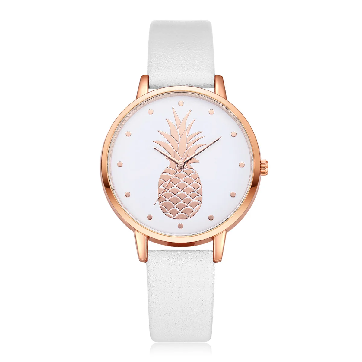 Новинка, женские наручные часы с узором ананаса и циферблатом, аналоговые женские кварцевые часы из кожаного сплава, браслет Relogio - Цвет: A