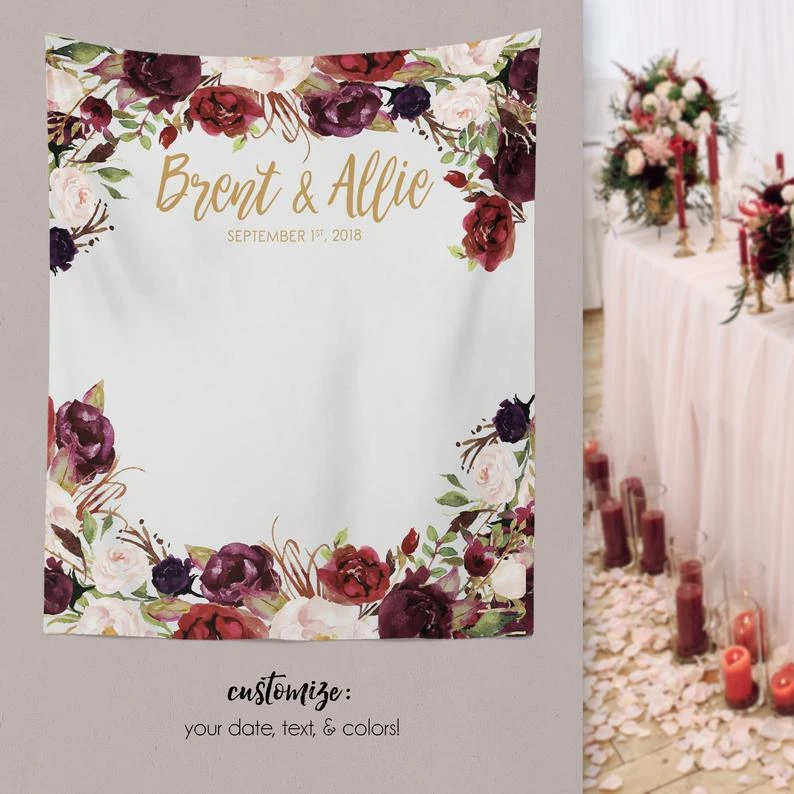 Mauve Pink Wedding Proposal Banner Personalized Backdrop Decoration 