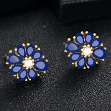 Новые Классические серьги-гвоздики с цветочным дизайном, кубический цирконий, кристаллы, стразы, ювелирные изделия, медные серьги для девочек и женщин, лучшие подарки