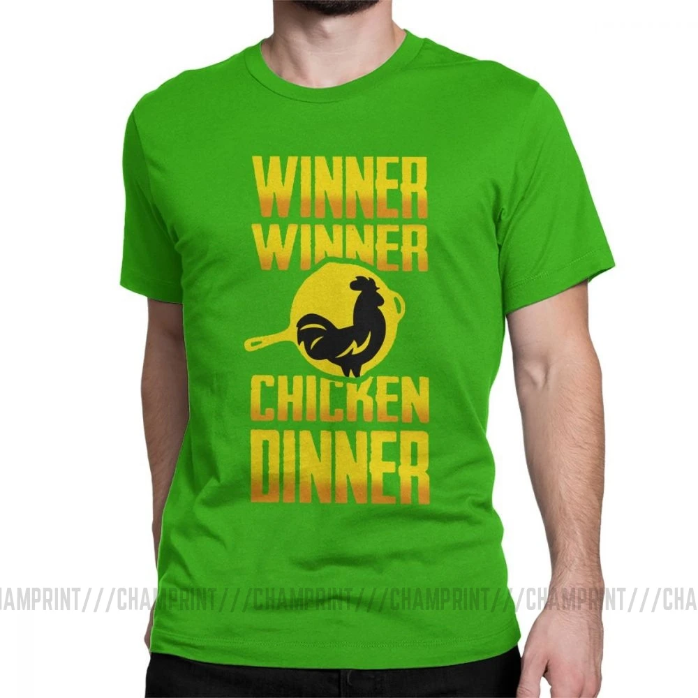 Мужские футболки PUBG Winner Chicken Dinner, винтажные футболки с короткими рукавами и круглым вырезом, хлопок, летние футболки - Цвет: Зеленый