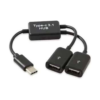 

Type C OTG USB 3.1 Male to Dual 2.0 Female OTG Charge 2 Port HUB Cable Y Splitter