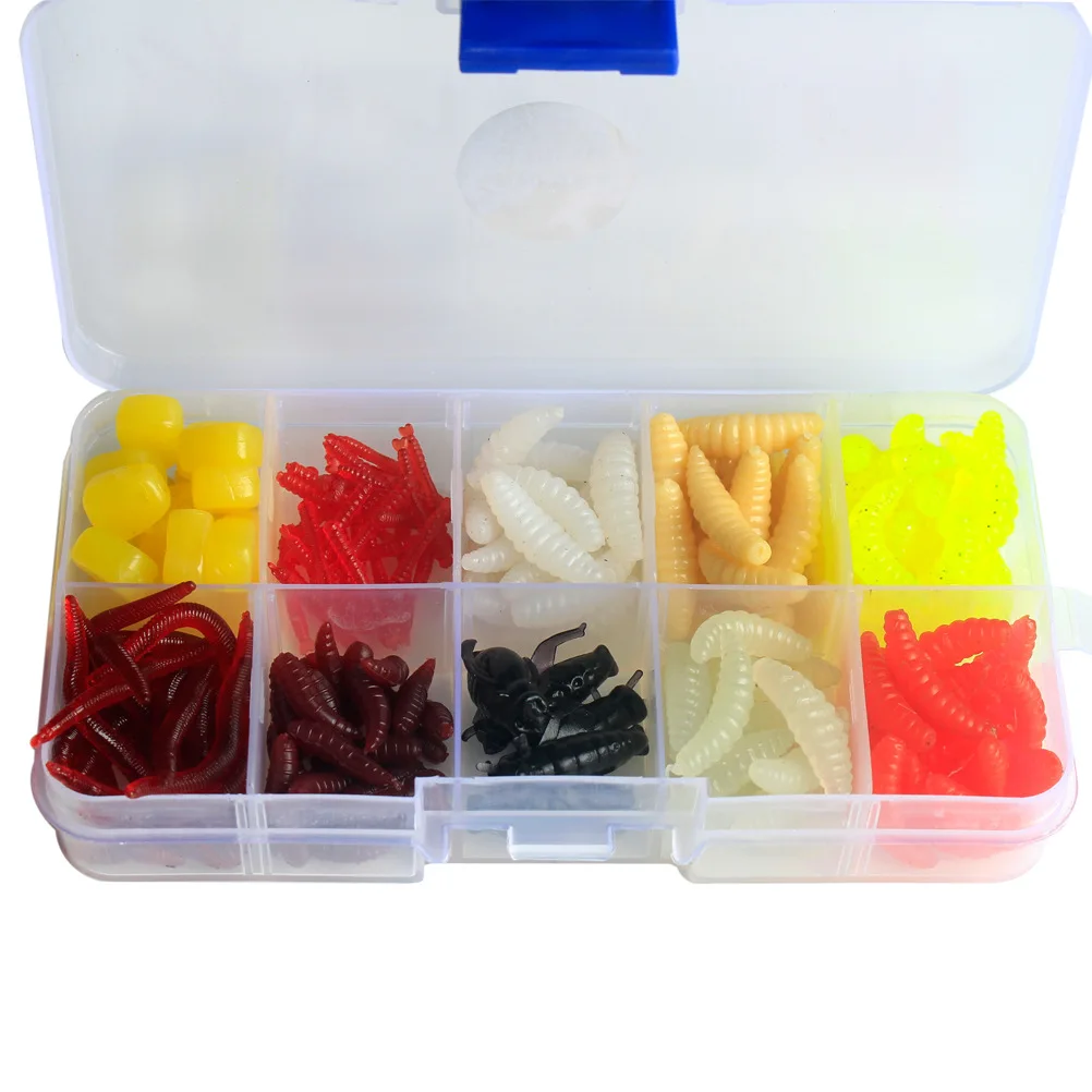 

Hot Sell 175pcs Multi Carp Fishing Lure Set Soft Bait Sea Red Worm Bread Bug Corn Artificial Fishing Tackle Box Pesca Fake Baits