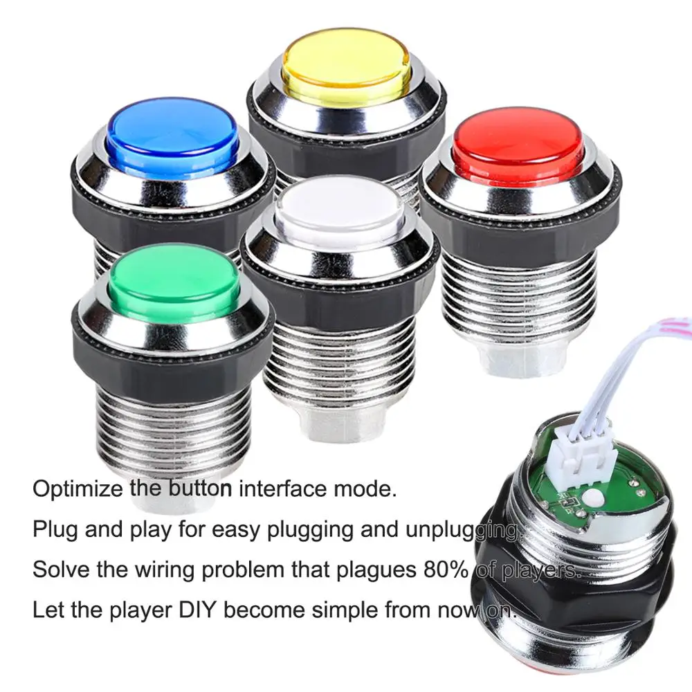 2 Player Arcade Contest DIY Kits USB Encoder To PC Joystick  + LED Chrome Buttons For Arcade Mame Raspberry Pi 2 3 3B Games