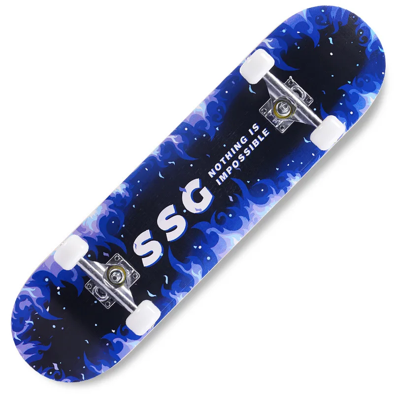 Adult & Kids Skate board Maple Wood Deck Longboard High Speed Drift Skate Warped Skateboard Bearing150kg