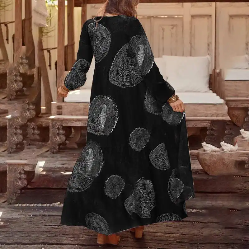 Autumn Long Sleeve Long Maxi Dress WomenPlaid Dress ZANZEA 2020 Casual Summer Sundress Loose Fashion Vestidos Party Robe