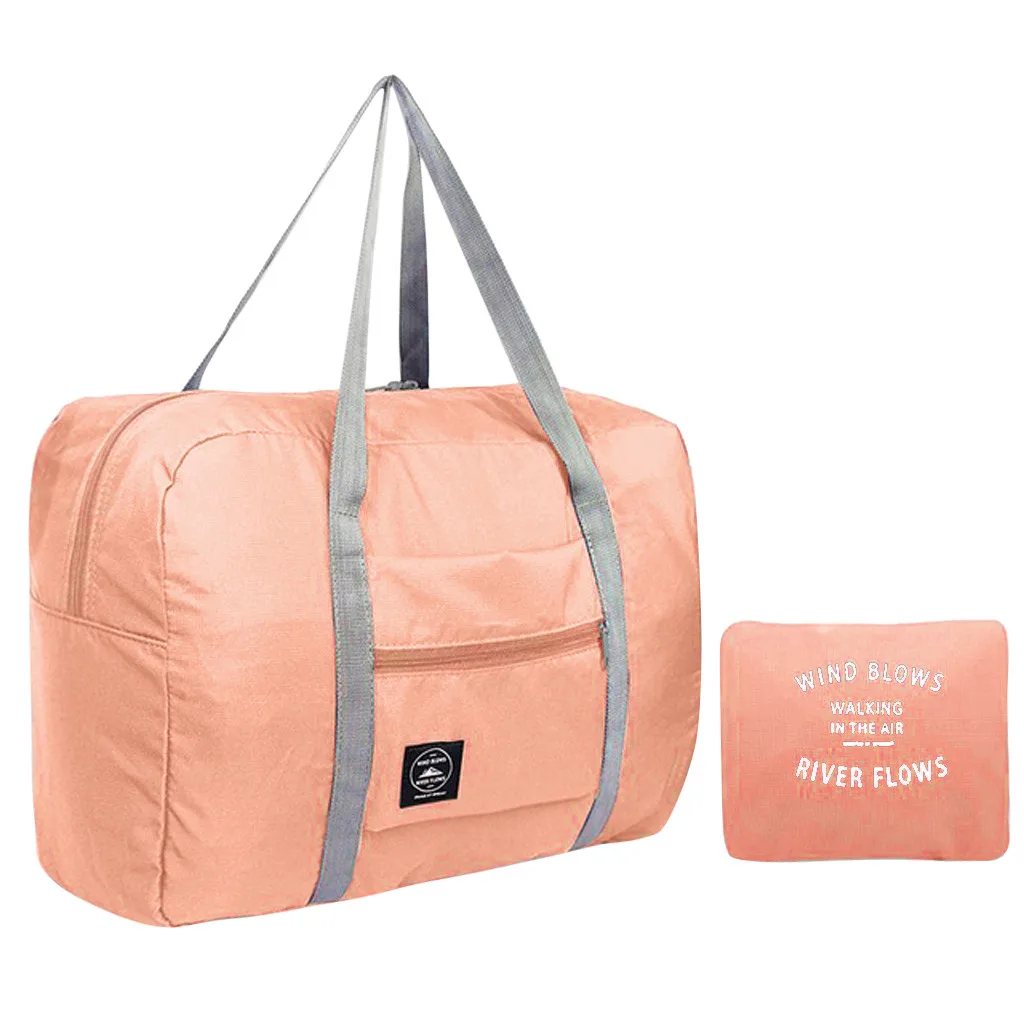Водонепроницаемые нейлоновые дорожные сумки для женщин и мужчин, большая емкость, Складная спортивная сумка, органайзер, упаковка кубиков, багаж для девочек, выходные сумки#40 - Цвет: Pink