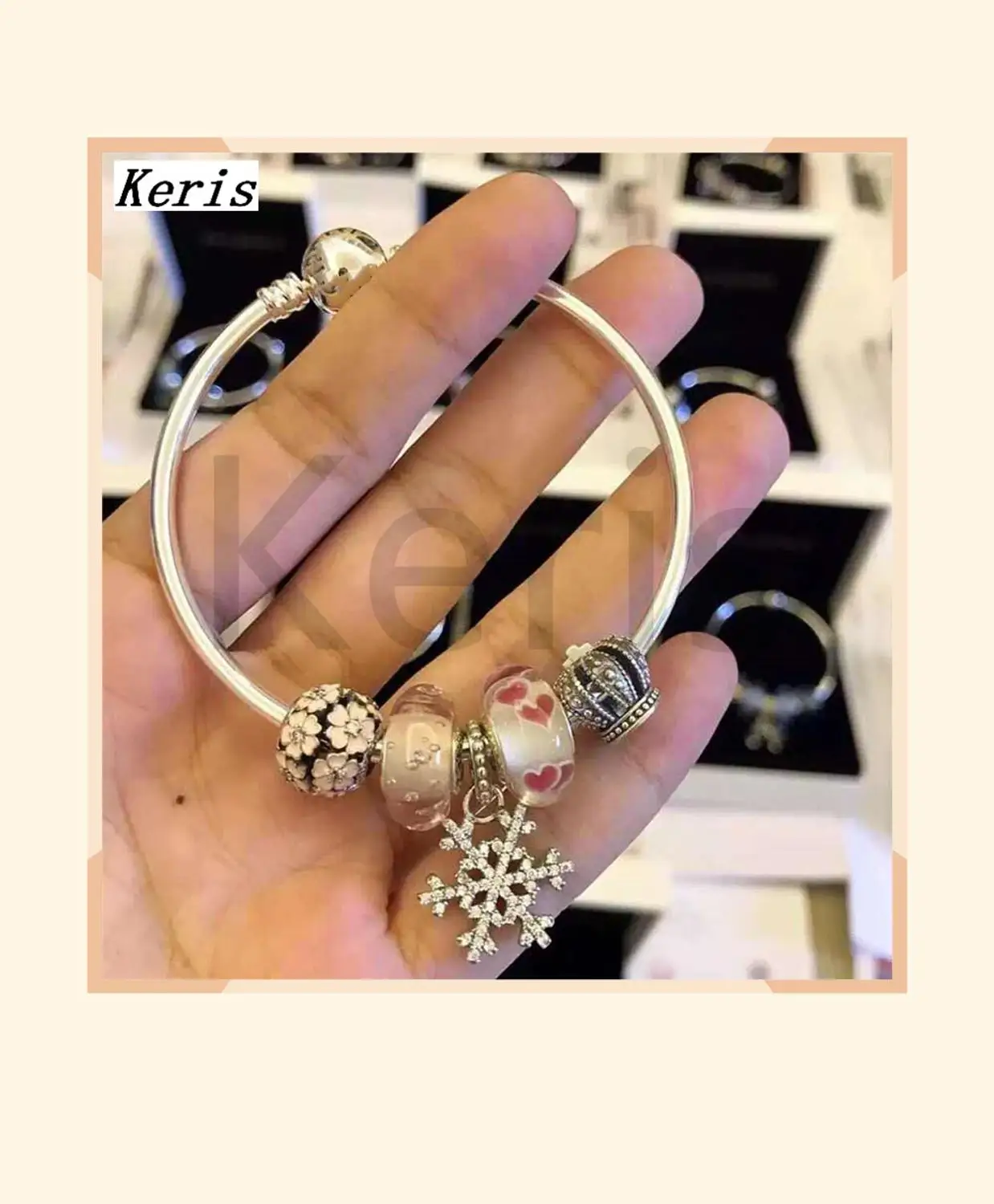 

High Quality Original 1:1 100% Silver Crystal Snowflake Crown Bracelet Free Of Charge
