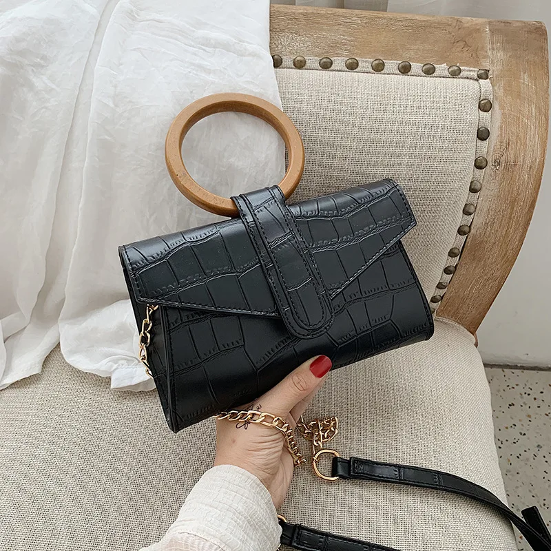 

2019 New Style Summer Hipster Trapezoid Crocodile Pattern Chain Shoulder Bag WOMEN'S Bag Versatile Shoulder Bag INS Online Celeb
