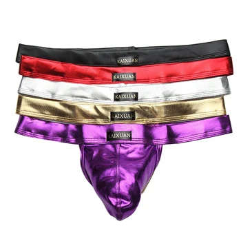 

Mens Underwear Thongs Faux Leather Backless Thongs Underpants Men U Pouch String Homme Sexy Men's Lingerie