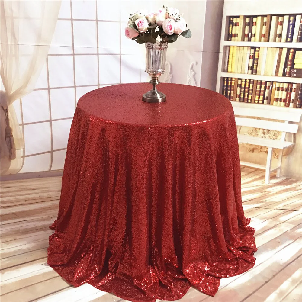 

Red Sequin Tablecloth Shimmer Round Tablecloth Wedding Tablecloth for Halloween Party and Home Decoration