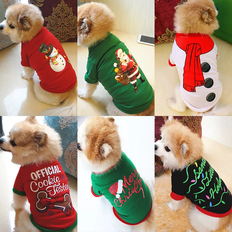 Рождественская одежда для маленьких собак, Санта Клаус, пальто для собак, модная футболка для собак, чихуахуа, щенка, жилет, одежда для домашних животных, котов