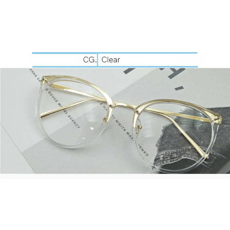 Optical-Clear IVSTA кошачий глаз круглые женские солнцезащитные очки винтажные очки в ретро стиле Оттенки для дам Готический Роскошный бренд дизайнер женщина розовый морской синий - Цвет линз: Optical-Clear