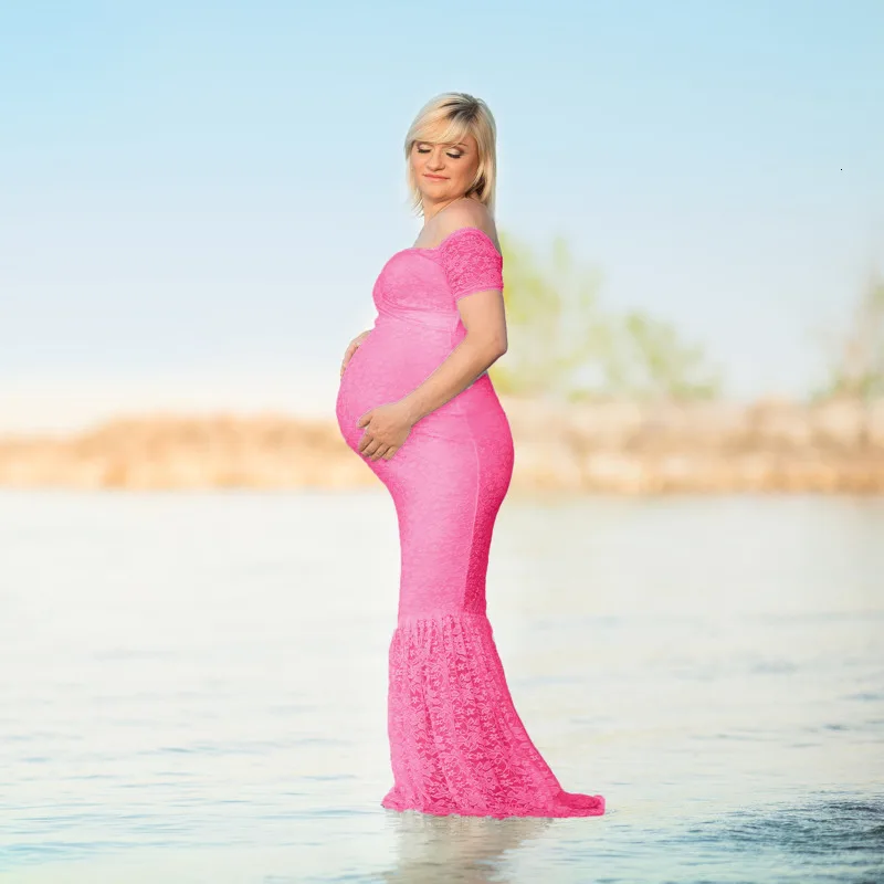 Костюм-платье; летнее кружевное платье с v-образным вырезом и длинными рукавами; Одежда для беременных; платье для фотосессии