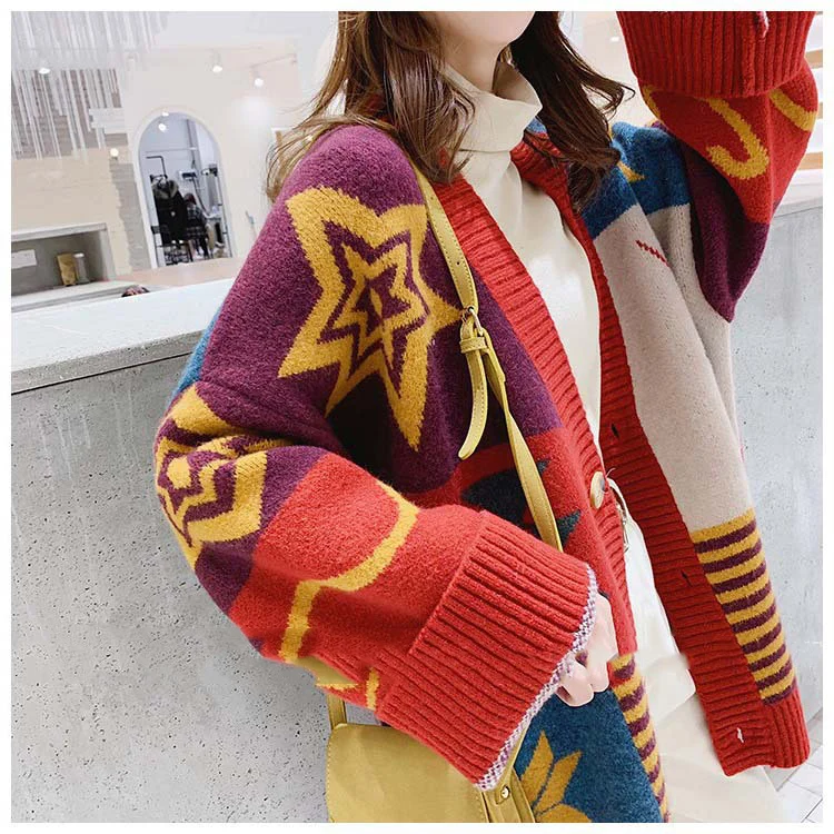 Европейская мода, женский длинный свитер, кардиганы, Vneck Vinatge, повседневные вязанные Джемперы, длинное Вязанное пальто, Модный женский свитер