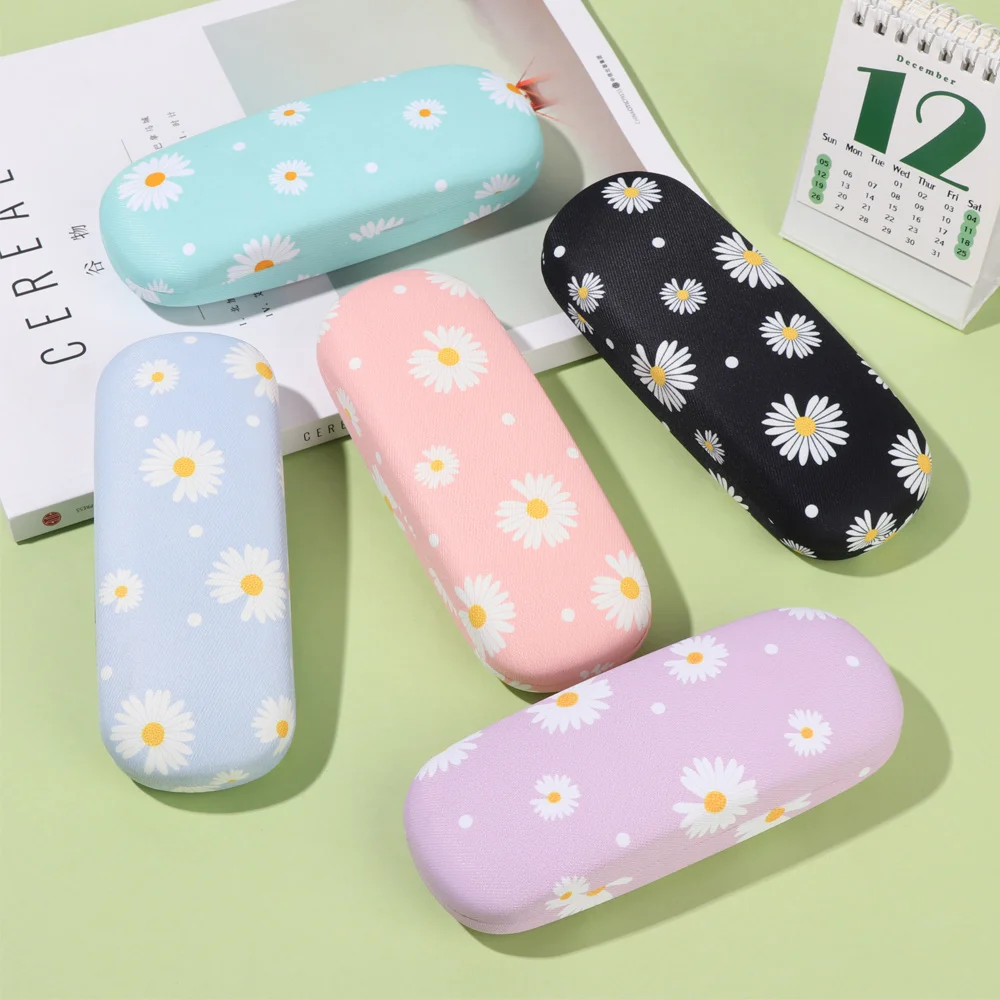 Portable Glasses Case Daisy Flower Sunglasses Bags Reading Eyeglasses Box Women Eyewear Protector Storage Hard Eyeglasses Cases 4