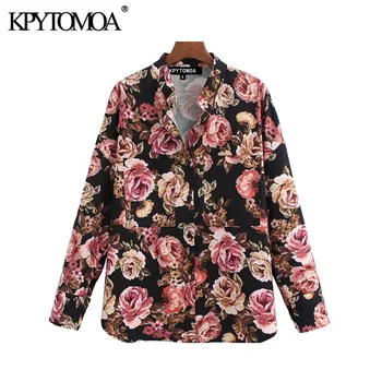

Vintage Stylish Floral Print Loose Blouses Women 2020 Fashion V Neck Long Sleeve Female Shirts Blusas Mujer Chic Tops