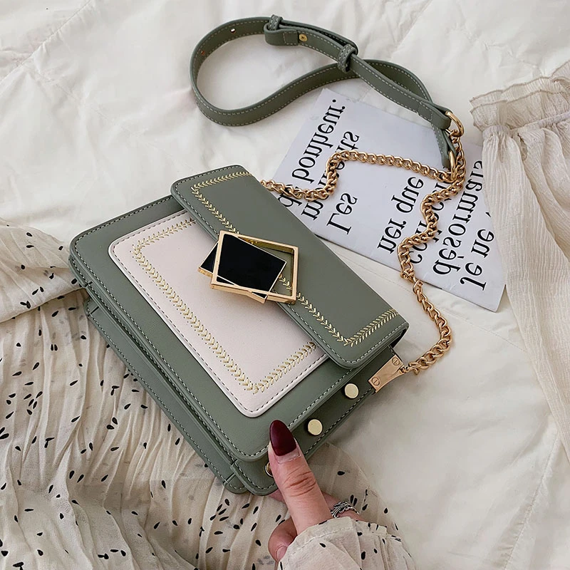 

Contrast Color Square Crossbody Bags For Women 2019 Luxury Handbags Women Bags Designer Purses Female Shoulder Messenger Bags