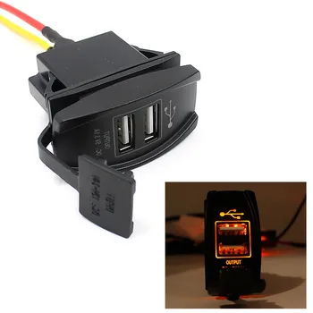 

12V 24V Car Auto Boat Accessory Orange LED Dual USB Charger Power Adapter Outlet Fast Charger Car Accessories #Ger