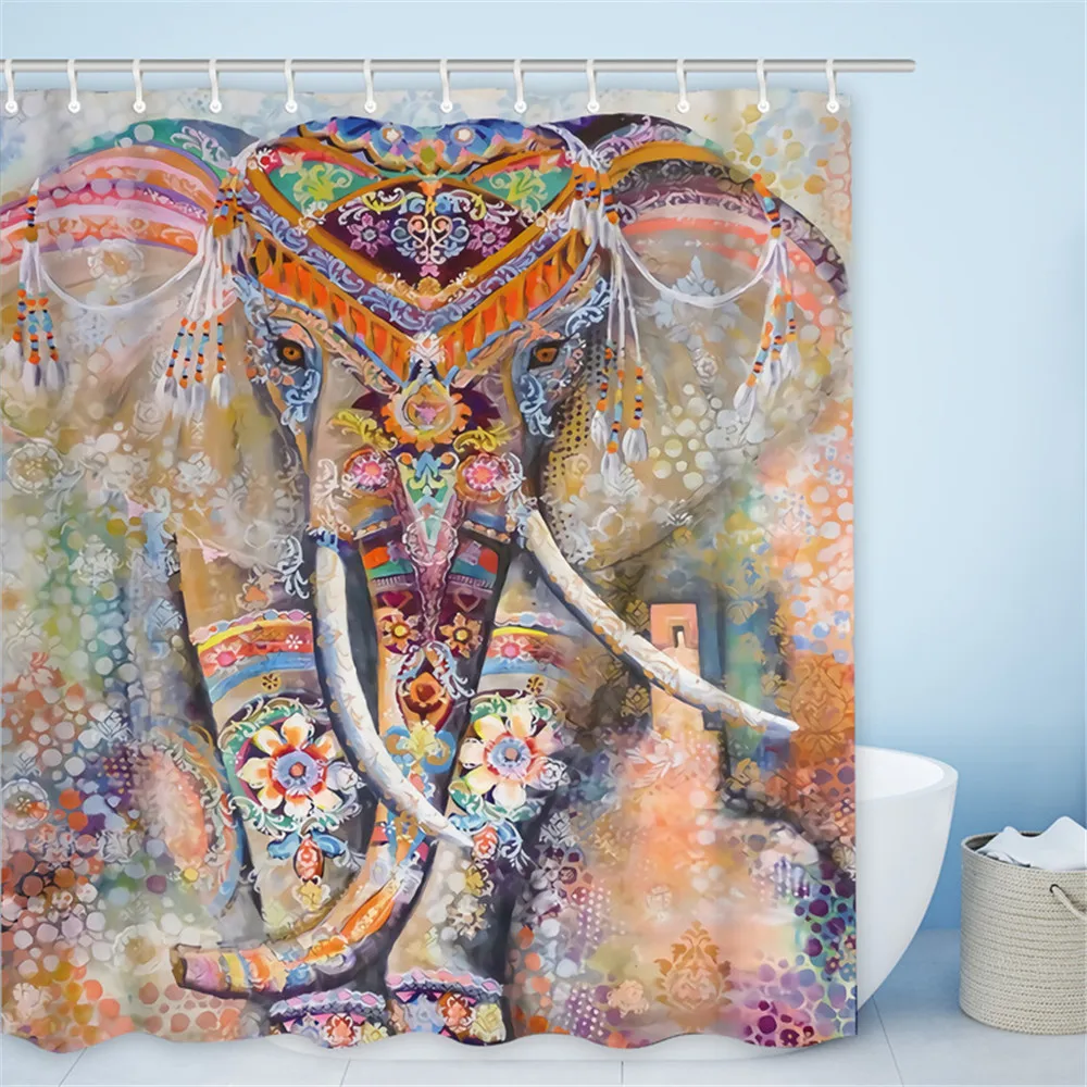 

Nordic Ins Wind 3D Ocean Wave Elephant Bathroom Curtain Creative Digital Printing Flower Polyester Waterproof Shower Curtain