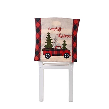 

Christmas Dining Chair Slipcovers Chair Back Cloth Covers Christmas Tree and Car Pattern for Home Festival Decoration HK
