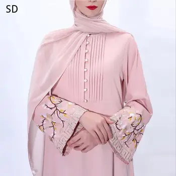 

Ramadan Flower Embroidery Abaya Hijab Muslim Dress Female Caftan Turkish Islamic Kaftan Robe Musulman Abaya Islam F992
