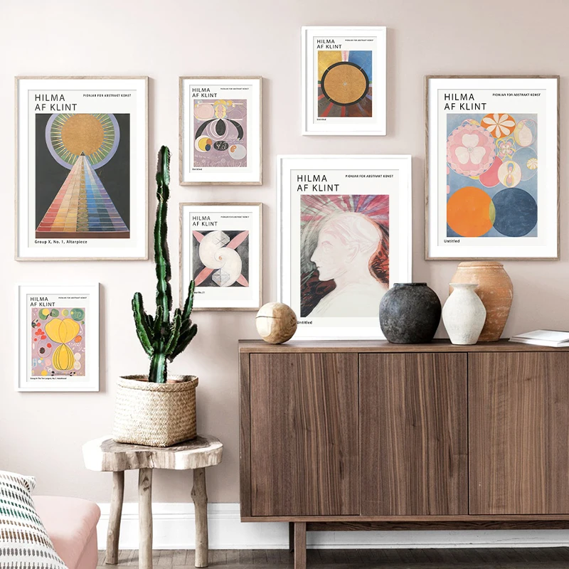 

Hilma af Klint Multicolored Abstract Geometric Art Print Poster Nordic Modern Canvas Painting Prints Wall Picture Home Decor