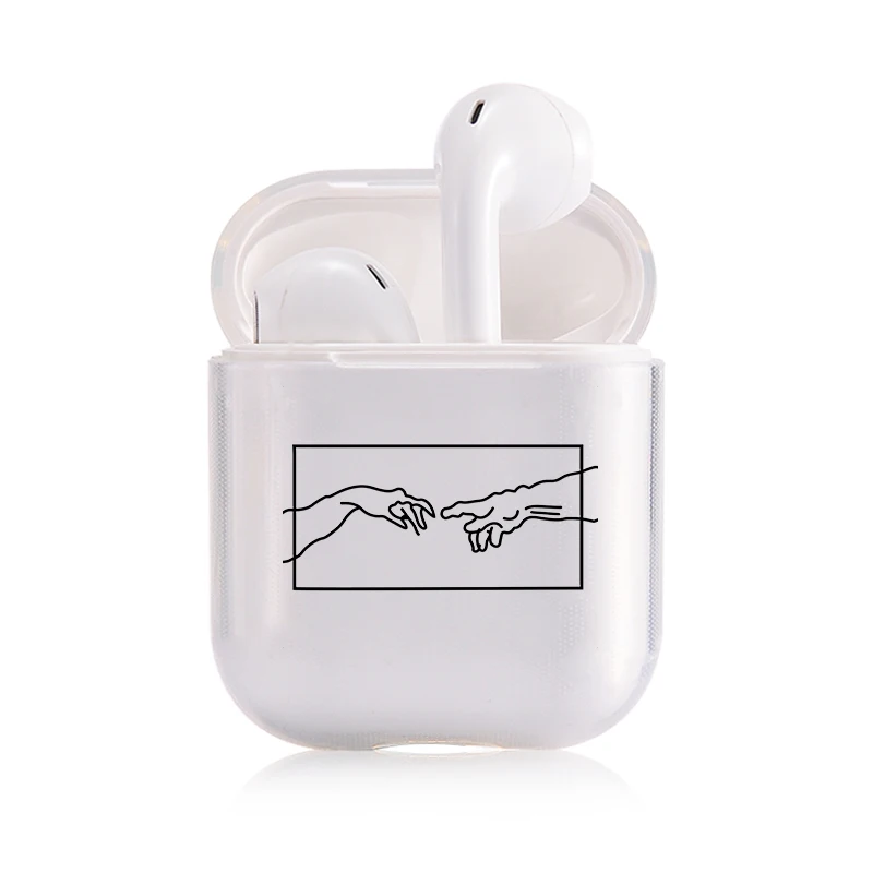 Силиконовый чехол для Airpods, черный художественный Прозрачный чехол для Clear AirPods 1/2, чехол, силиконовый защитный чехол, беспроводной чехол для наушников - Цвет: I201476