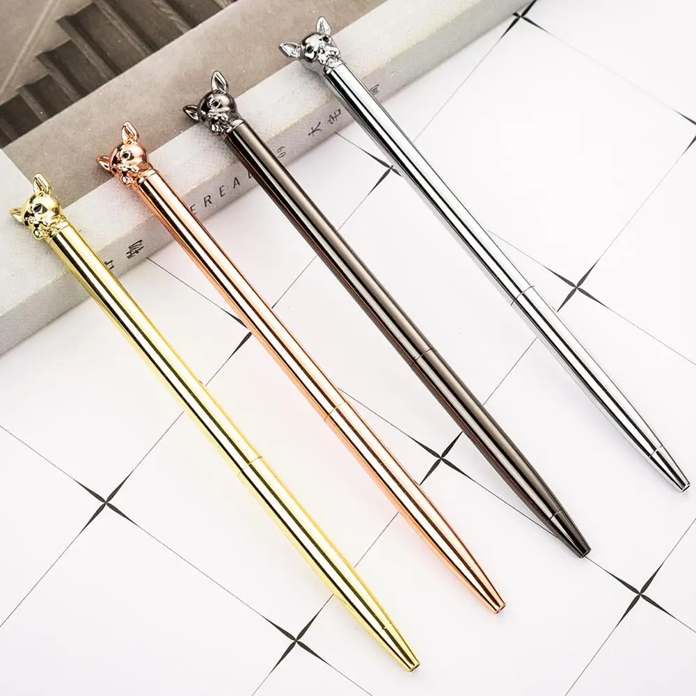 

24 pcs/lot Creative Dog Metal Ballpoint pen Cute Business Ball pens Signature pen office School writing supplies