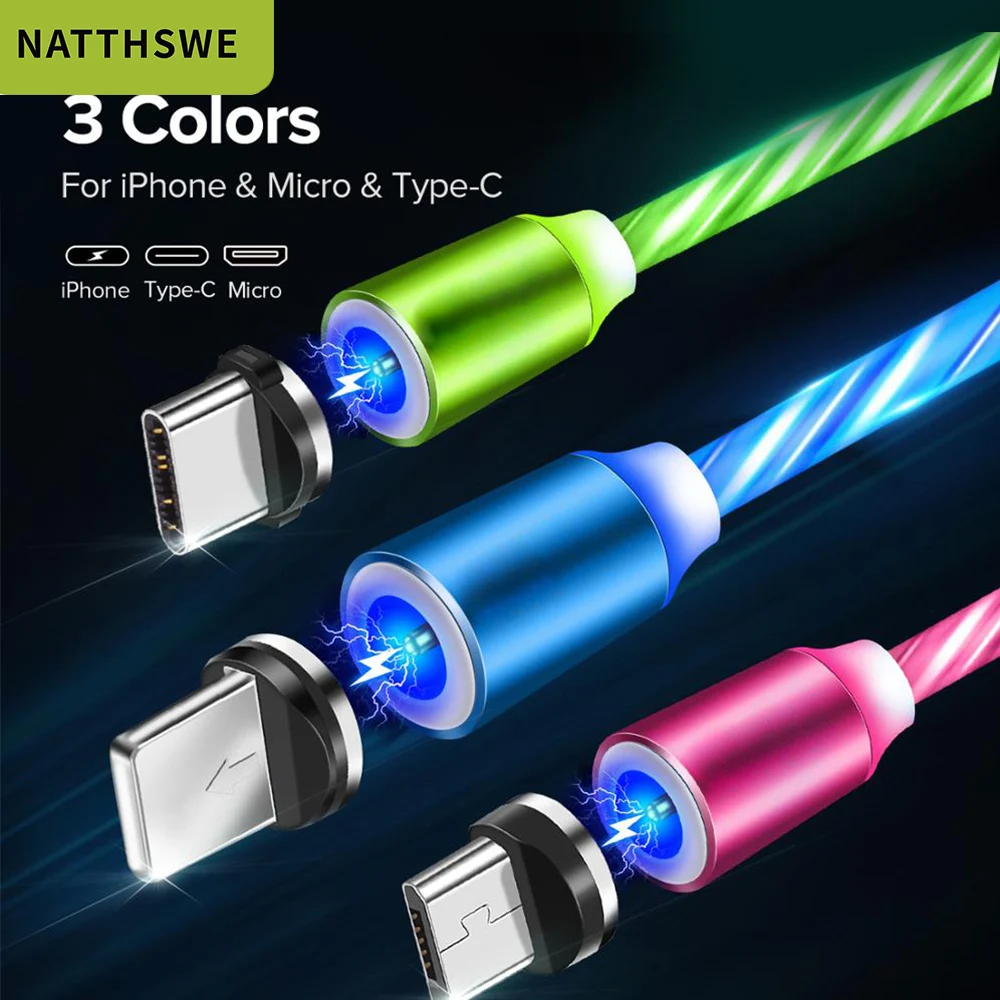 Магнитный usb-кабель NATTHSWE для iPhone XR X 7 8, зарядное устройство Micro type C для быстрой зарядки, магнитный USB-C