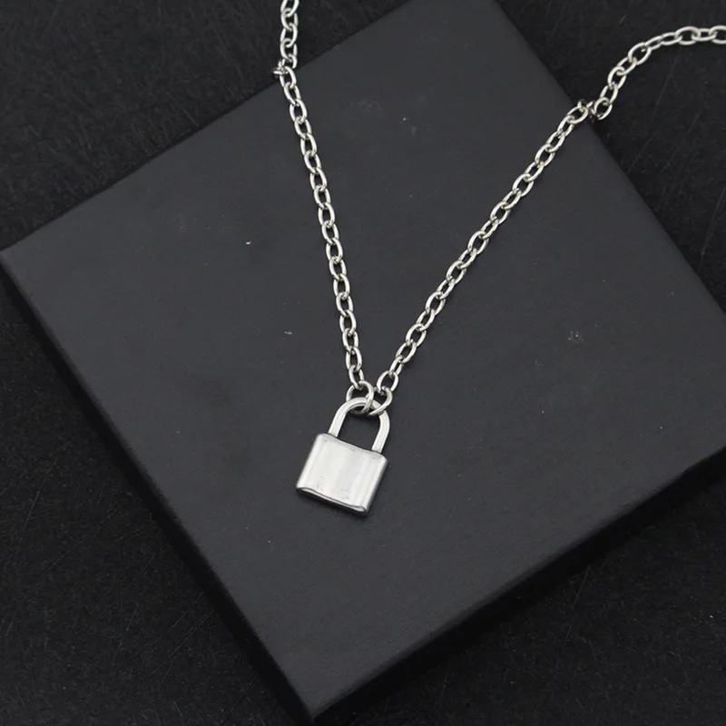 Aovic-M Stainless Steel Padlock Pendant Necklace Rolo Cable Chain Necklace Collar,Heart,60Cm