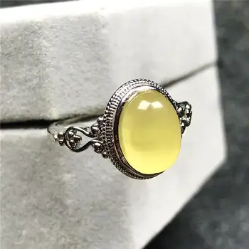 

Genuine Natural Yellow Amber Ring Jewelry For Woman Lady Man Crystal Silver 13x8mm Oval Beads Gemstone Adjustable Ring AAAAA
