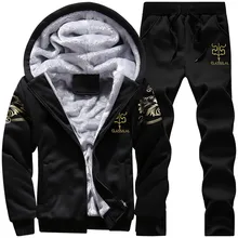2022 New Cool Winter Dikker Mannen Sport Pak Trainingspak Hooded Sportkleding Pak Rits Jas + Elastische Broek Casual Mannen Set