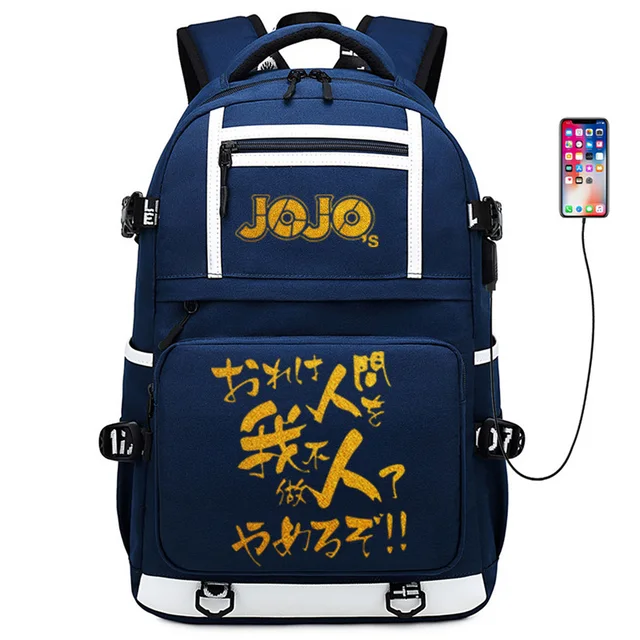 JoJo's Bizarre Adventure Gold Print Girl School Bagpack Large Travel Backpack Oxford School Bags for Teenage Girls Anime Bookbag 4