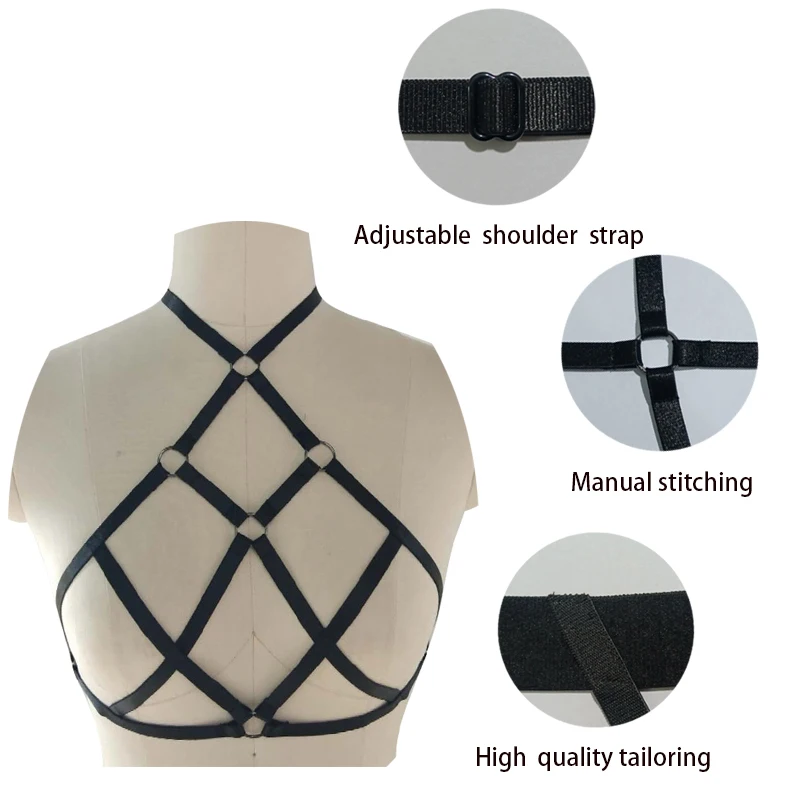 Gothic body drawstring halter neck mesh format breasts Harajuku breast-pushing underwear holiday party clothes give women gifts