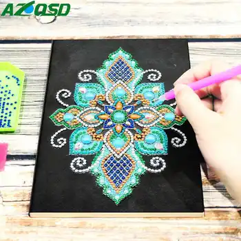 

AZQSD Diamond Mosaic Flowers Notebook A5 Picture Of Rhinestones Special Shaped Diary Book New Diamond Embroidery 2019 Gift