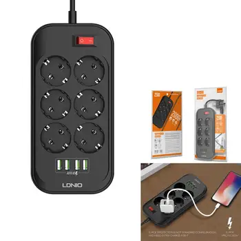 

Fast Charging 4-port 3.4A USB Home Outlet 6 EU Plug Power Strip Switch EU Pulg Safe And Easy To Use Without Leakage