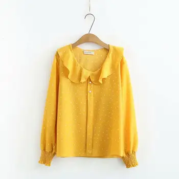 

Plus size Ruffles collar Chiffon women loose blouse 2020 new summer casual ladies white shrts female tops oversize