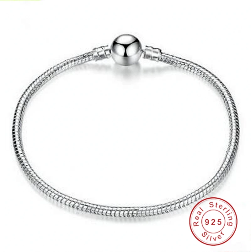 Простой браслет 925 солидный, серебряный, прелестный Браслеты для Для женщин длинные 16-23 см змеиные кости браслеты, свадебные украшения