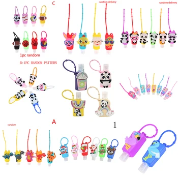 

30ML Travel Portable Safe Gel Holder With Hang Rope Silicone Cartoon Mini Hand Sanitizer Disposable No Clean Detachable Cover