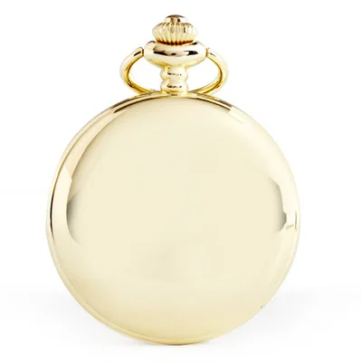 Light Gold Ретро гладкие мужские черные карманные часы Серебряный полированный кварцевые карманные часы брелок кулон с цепочкой - Цвет: Light Gold