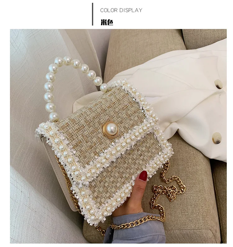 Элегантная женская сумка-тоут с жемчугом,, модная новинка, Высококачественная шерстяная женская дизайнерская сумка, сумка-мессенджер, женские сумочки