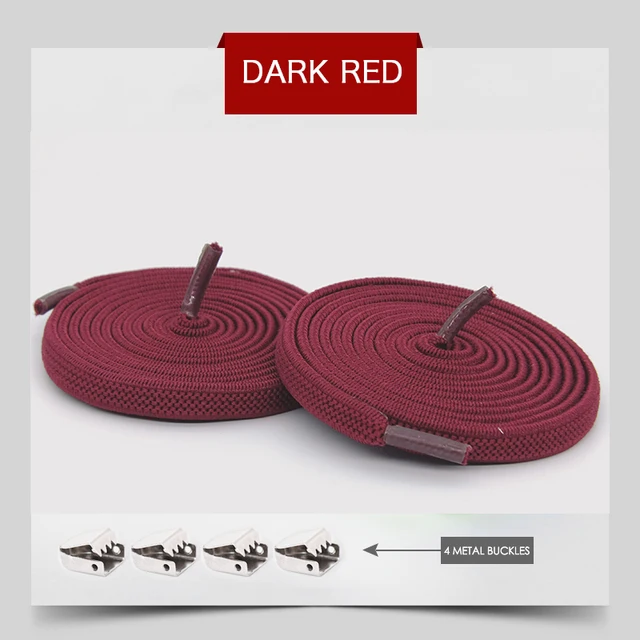 Elastic Shoelaces No Tie Shoe laces Outdoor Leisure Sneakers Quick Safety Flat Shoe lace Kids And Adult Unisex Lazy laces 1 Pair Dark Red