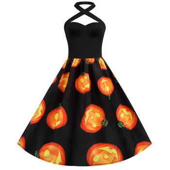 

Women Vintage Halter Halloween 50s Housewife Evening Party Drop shipping free shipping girl woman autumn Sexy lovely