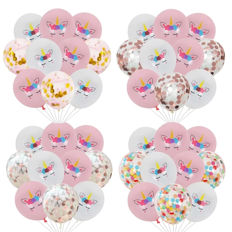 10 Pz 12 Pollici Compleanno Carino Unicorno Palloncini Palloncini In Lattice Coriandoli Palloncini Di Compleanno Per Bambini Felici Festa Aerea Unicor