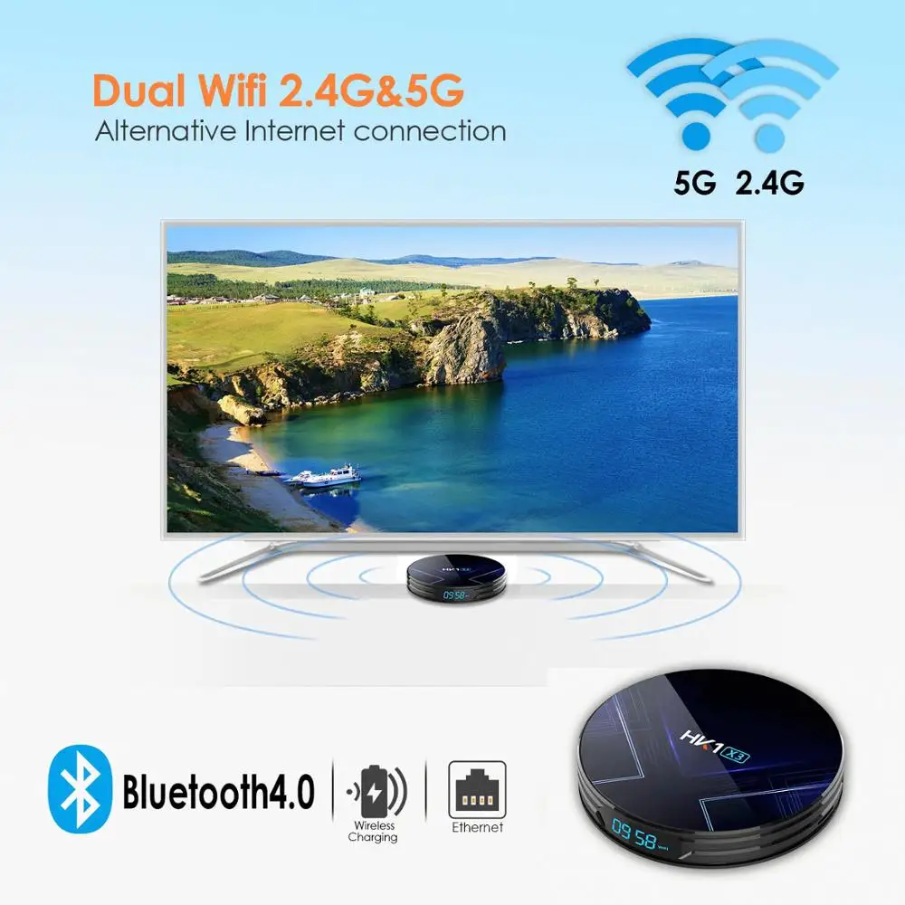 Android 9,0 ТВ приставка HK1 X3 Amlogic S905X3 Смарт ТВ приставка Android 4K 4GB 128GB BT4.0 медиаплеер двойной Wifi Youtube Netflix